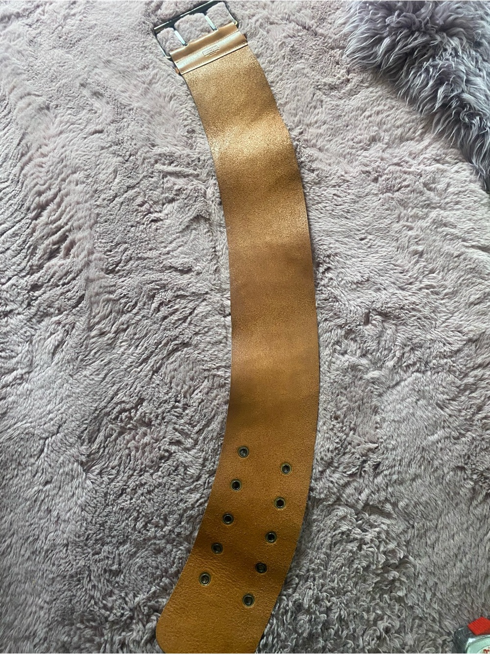 Designer leather wide belt by Moschino - Picture 4 of 8